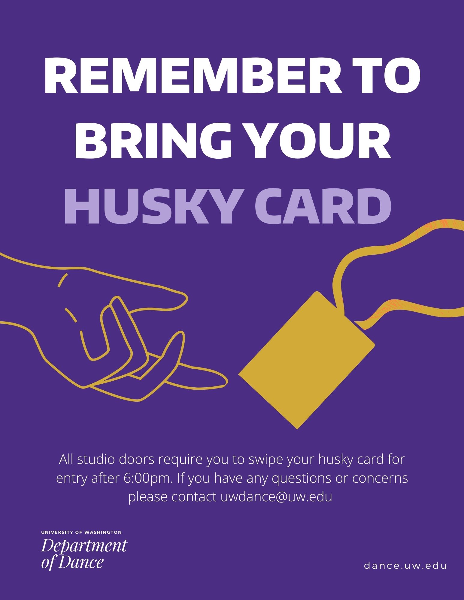 remember to bring your husky card