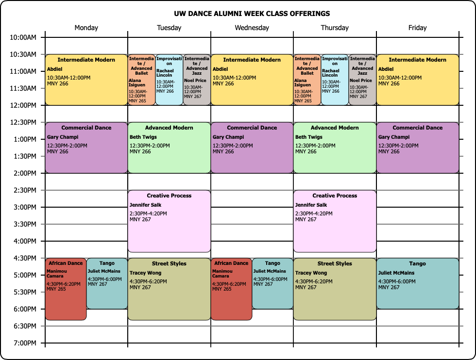 schedule of the alumni week 