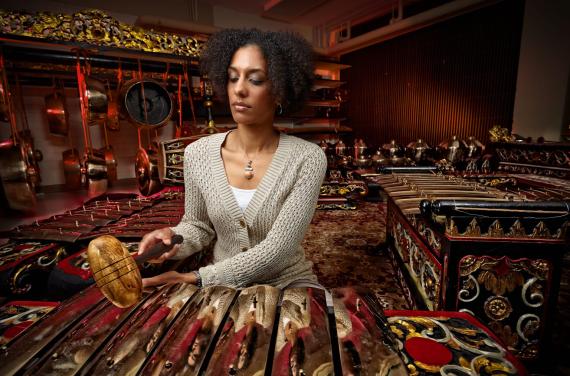 Christina Sunardi playing an instrument