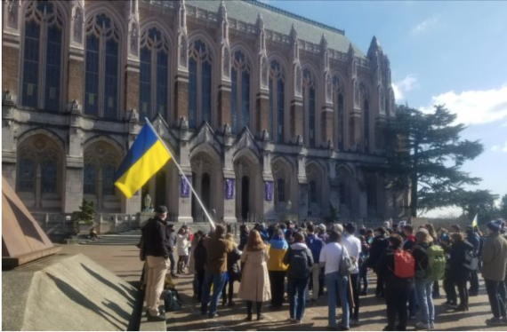  Members of UW community gathered in Red Square to show support for Ukraine and denounce Putin's aggression