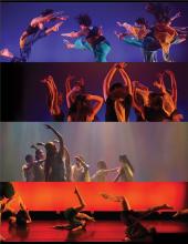 collage of Dancers jumping on stage