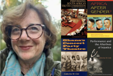 Collage of Images of Catherine Cole, and the book covers that Cole has authored