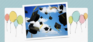 graduation caps flying in the sky
