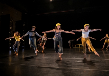 Dancers in yellow and stripes 