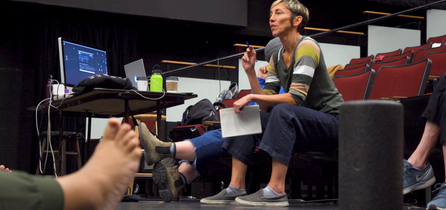 Rachael Lincoln directing Chamber Dance Company Rehearsal in the Meany Studio Theatre