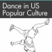 Cover of book Dance in US Popular Culture includes line drawing of dancer balancing on one hand